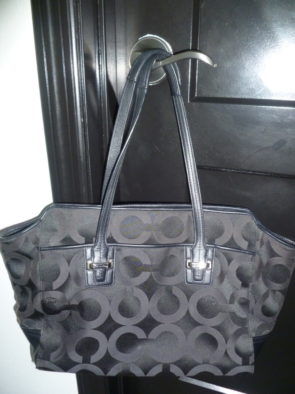 Coach Gray and Black Signature Tote